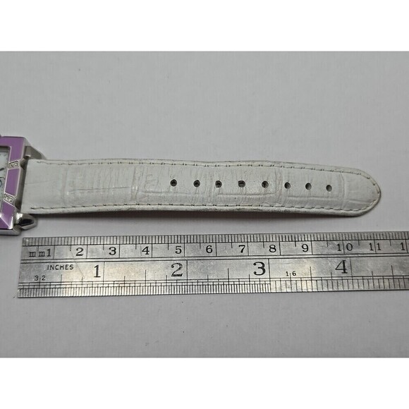 Dedia Lily LQ Diamond Accent Purple Enamel Square Swiss Quartz Watch New Battery main image 5